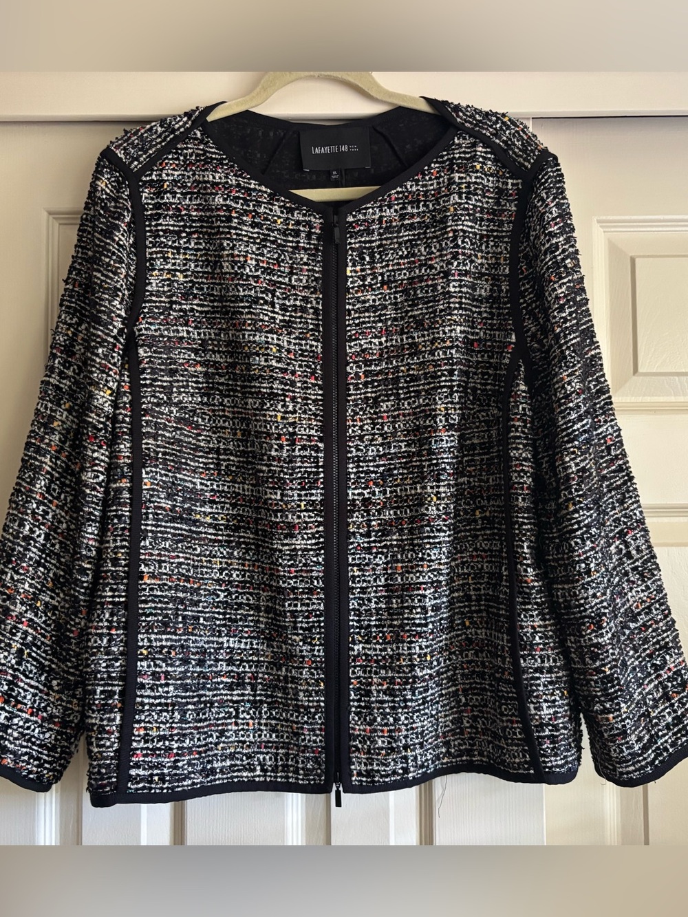 Lafayette 148 New York Black Multi Tweed Zip  size XL